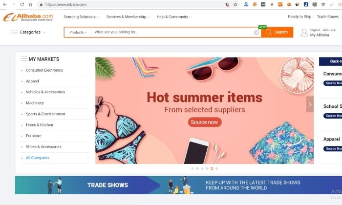 Cách mua hàng và tìm kiếm các sản phẩm khi sử dụng Alibaba
