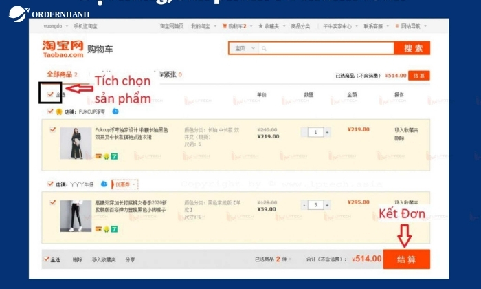 Chọn mua sản phẩm và thanh toán đơn hàng