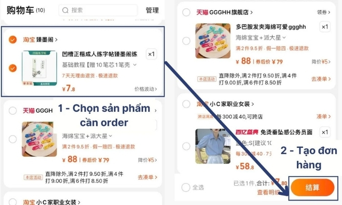 Nên lựa chọn đơn vị trung gian order hàng taobao